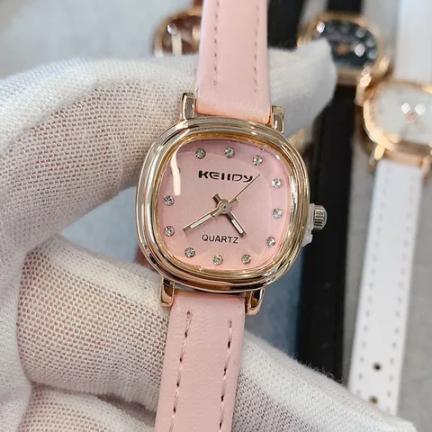 Vintage Minimalist Square Quartz Watch Elegant Alloy Case Rhinestone Index Accent Soft Faux Leather Strap Fashion Wristwatch For School Commute Women Student