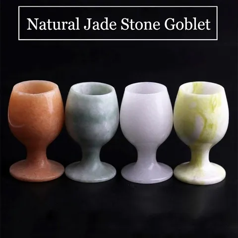 Natürlicher Jadestein Weinkelch Chinesischer Stil Handgefertigtes Quarzjade Weinglas Vintage Polierter Trinkbecher Für Heim Bankett Geschenk