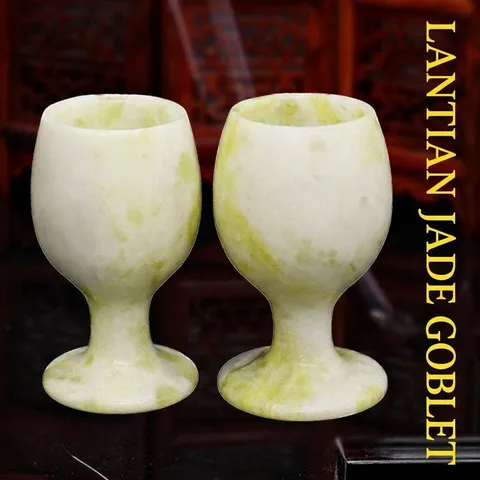 Natural Jade Stone Wine Goblet Chinese Style Handmade Quartz Jade Wine Glass Vintage Polished Drinking Cup For Home Banquet Gift