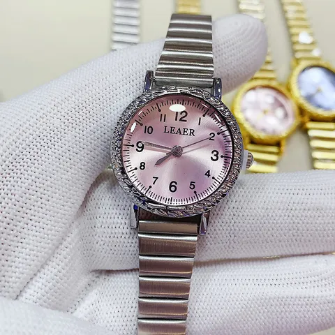 Montre à Quartz pour Femme Petit Cadran Élégant Vintage Bracelet en Acier Inoxydable Nœud de Bambou Rond Analogique Wristwatch