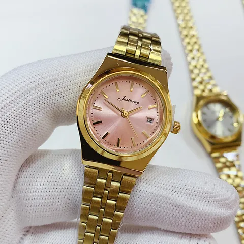 Fashion Business Couples Quartz Watch Minimalist Round Alloy Case Metallic Steel Band Calendar Pointer Relogio Masculino Feminino