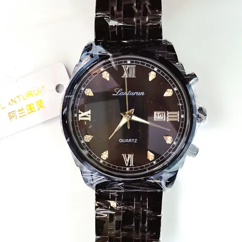 Montre à Quartz Minimaliste pour Homme d'Affaires Boîtier en Alliage Bracelet en Acier Inoxydable Étanche Calendrier Lumineux Chiffres Romains Montre-Bracelet