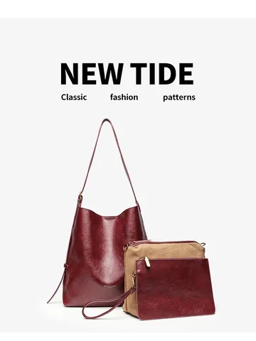 Women's Large Capacity Tote Bag PU Leather Solid Color Commuting Shoulder Bag Casual Fashion Top Handle Bag