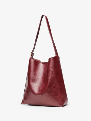 Women's Large Capacity Tote Bag PU Leather Solid Color Commuting Shoulder Bag Casual Fashion Top Handle Bag