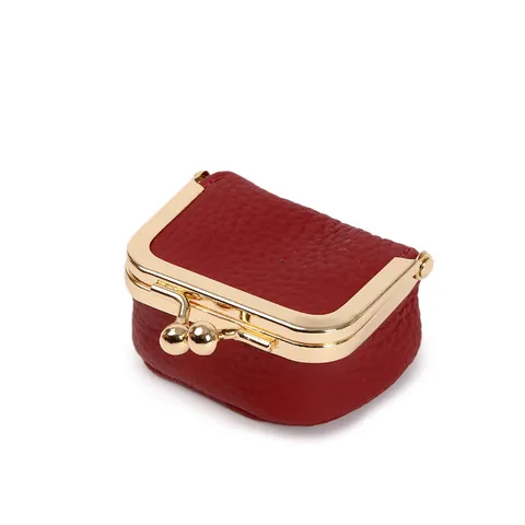 Mini PU Leather Kiss Lock Coin Purse Vintage Small Change Pouch Portable Lipstick Key Storage Bag Women Wallet