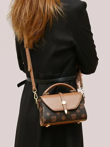 Women Retro PU Leather Handbag Vintage Printed Crossbody Bag Fashion Top Handle Shoulder Bag Casual Daily