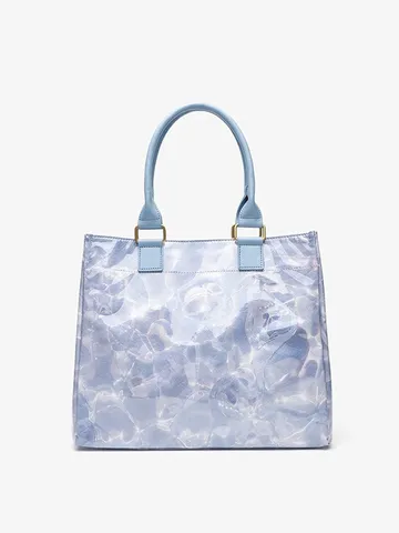 Women Vintage Waterproof Kraft Paper Tote Bag Casual Large Capacity Shoulder Shopping Bag Retro Handbag