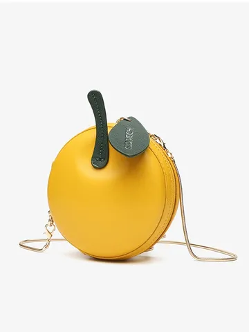 Women Fashion PU Leather Crossbody Bag Cute Apple Shape Shoulder Bag Casual Travel Handbag With Metal Chain