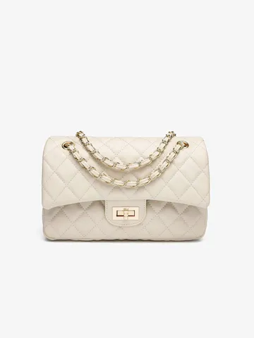 Women's Quilted Chain Crossbody Bag PU Leather Luxury Designer Style Commuter Shoulder Bag Handbag