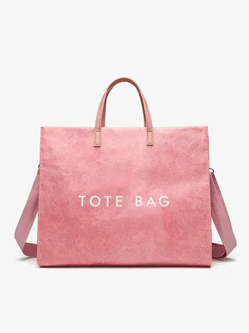 Casual Waterproof DuPont Paper Tote Bag Large Capacity Retro Solid Color Shoulder Crossbody Bag Women Travel Handbag
