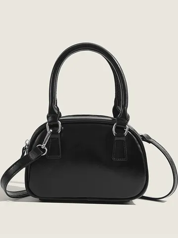 Women PU Leather Boston Bag Urban Minimalist Casual Handbag Stylish Stitching Underarm Bag Daily Commuter Shoulder Bag