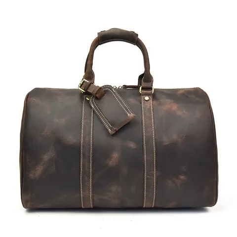 Borsone da Viaggio in Vera Pelle Vintage Grande Capienza Uomini Business Bagagli Borsetta Retro Casual Palestra Notte