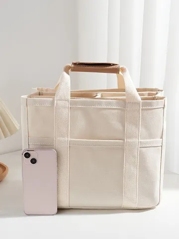 Large Capacity Multifunctional Canvas Tote Bag Casual Shoulder Crossbody Diaper Bag For Women Daily Travel