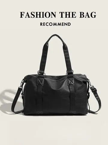 Women Casual Large Capacity Tote Bag PU Leather Travel Duffel Bag Retro Shoulder Handbag Daily Commute Bag