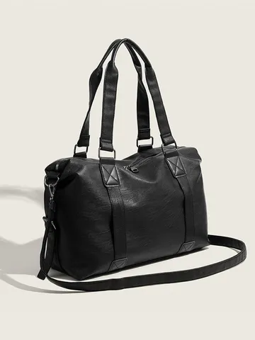 Women Casual Large Capacity Tote Bag PU Leather Travel Duffel Bag Retro Shoulder Handbag Daily Commute Bag