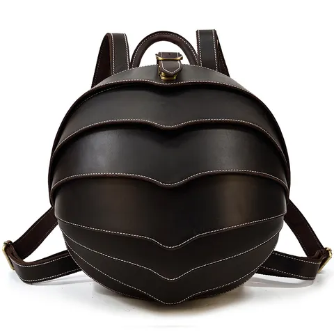 Creative Beetle Shape Genuine Leather Backpack For Men Women Vintage Cowhide Casual Travel Daypack Retro Fashion Bag
