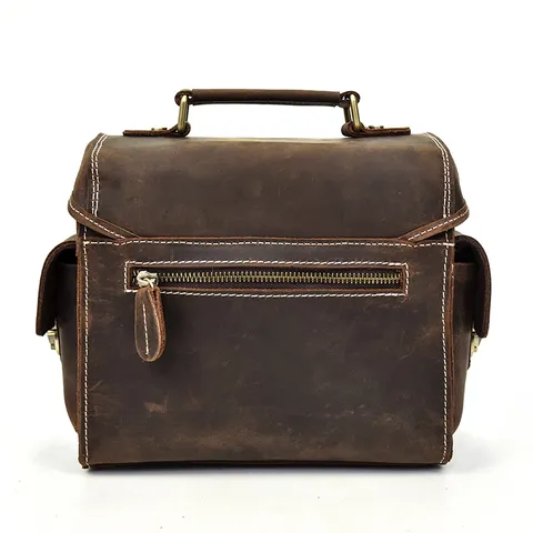 Vintage Genuine Leather Camera Bag Waterproof Shockproof DSLR Mirrorless Camera Protective Bag With Removable DIY Sponge Insert Shoulder Bag For Men Photography