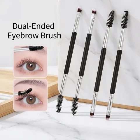 Doppelendige Augenbrauenbürste Spirale Wimpernbürste Zwei In Eins Make Up Pinsel Kosmetikwerkzeug Mit Kunststoffgriff Metallrohr Für Tägliche Reisepflege