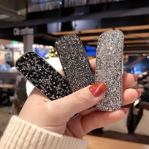 Mode Legierung Strass Haarklammer Geometrisches Rechteck Seitenhaarnadel Funkelnde Kristall Pony Haargriff Für Damen Mädchen Tägliche Kopfbedeckung Schmuck