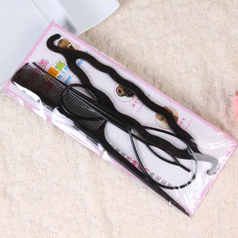 Fashion OL Plastic Resin Hair Braiding Tool Kit Minimalist Solid Color Waterdrop Hair Comb Tops Tail Loop Hair Styling Tool Set For Women Daily Accessory