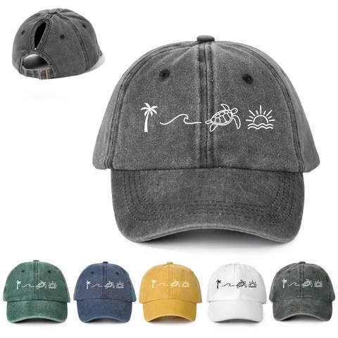 Damen Pferdeschwanz Baseballkappe Sommer Sonnenschutz Outdoor Verstellbar Lässig Polyester Sonnenhut Mit Print
