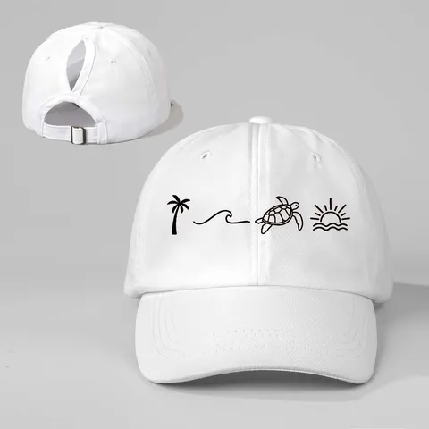 Damen Pferdeschwanz Baseballkappe Sommer Sonnenschutz Outdoor Verstellbar Lässig Polyester Sonnenhut Mit Print