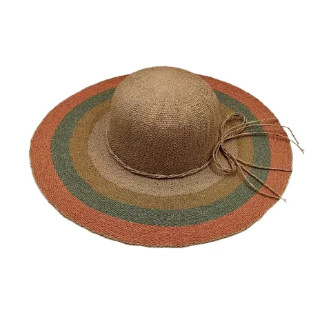 Chapeau de Paille à Large Bord pour Femme Été Plage Protection Solaire Vacances Chapeau de Soleil Nœud Ruban Mode Chapeau de Paille