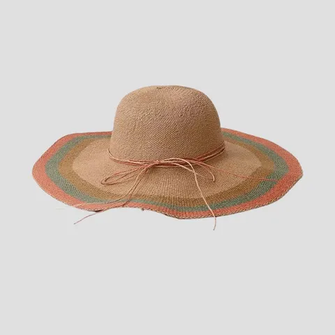 Chapeau de Paille à Large Bord pour Femme Été Plage Protection Solaire Vacances Chapeau de Soleil Nœud Ruban Mode Chapeau de Paille