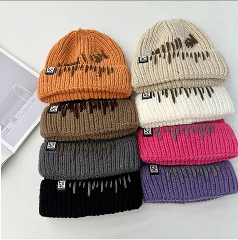 Casual Knitted Beanie Hat For Women Winter Thick Warm Solid Color Acrylic Stitched Soft Cap Commuting Elegant Cold Weather Accessory