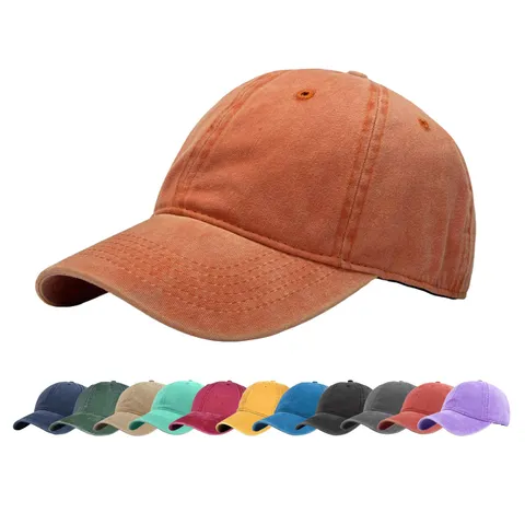 Casquette de Baseball en Coton Délavé Vintage Pour Hommes Femmes Réglable Protection Solaire Uni Effet Usé Chapeau Papa