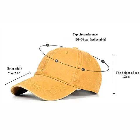 Casquette de Baseball en Coton Délavé Vintage Pour Hommes Femmes Réglable Protection Solaire Uni Effet Usé Chapeau Papa