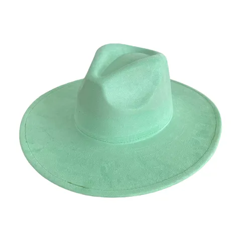 Chapeau Fedora Vintage à Large Bord en Imitation Daim pour Femmes Hommes Western Cowboy Jazz Couronne en Coeur Protection Solaire Panama