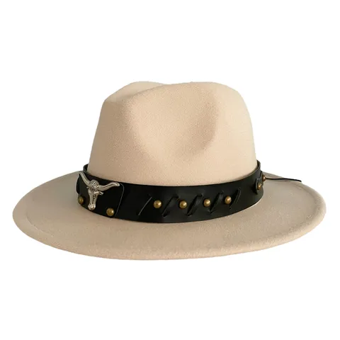 Chapeau Fedora Vintage Tête de Taureau Bord Plat Casquette de Jazz Style Britannique Mélange de Coton pour Hommes Femmes