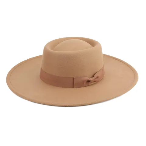 Sombrero Fedora de Ala Ancha Vintage Británico Lazo Copa Plana Sombrero de Sol Suave Casual Para Hombres Mujeres