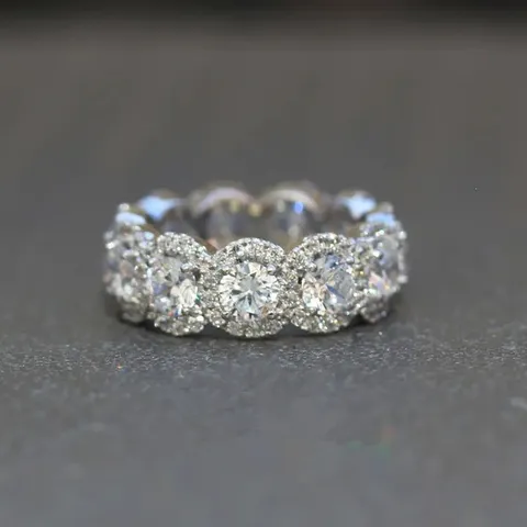 Anillo de Eternidad Vintage de Circonita en Pavé Cobre Anillo de Dito Apilable Lujoso para Mujer Joyería