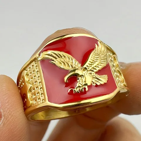 Anillo de Águila Vintage para Hombre Cobre Epoxi Alas Extensibles Creativas Anillo de Declaración de Negocios Joya de Moda Regalo