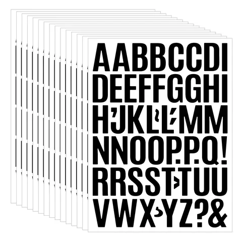Autocollants en Vinyle Imperméables Lettres et Chiffres Noir Blanc Coloré pour Téléphone Ordinateur Bouteille d'Eau Décoration DIY