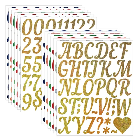 Glitter Letter And Number Stickers Vinyl Waterproof Self-Adhesive Alphabet Decals For DIY Craft Graduation Wedding Party Decor