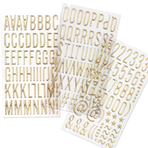3D Bronzing Gold Letter Bubble Stickers PVC Self Adhesive Alphabet Number Decals For DIY Hand Ledger Notebook Decoration