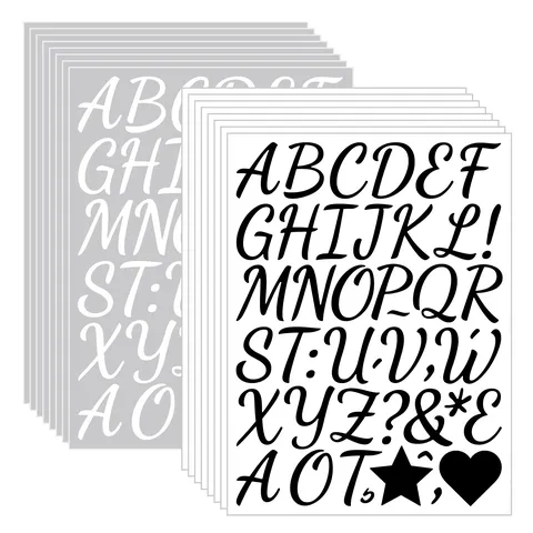 Autocollants de Lettres Manuscrits 1 Pouce Vinyle Imperméable Noir Blanc Alphabet Chiffre DécalcomANIES pour Journal Loisirs Créatifs