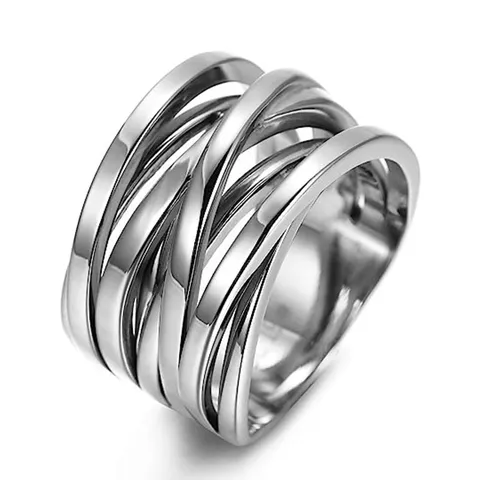 Anillo de Banda Multicapa Cruz Tejida Metálico Hip Hop Cobre Galvanizado Líneas Geométricas De Moda Declaración Para Hombres