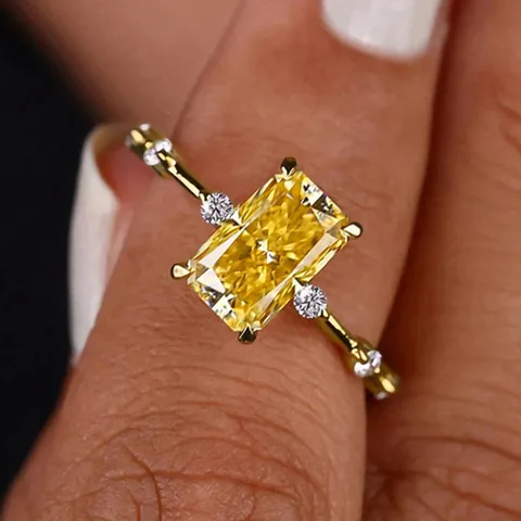 Anillo de Cobre Minimalista Con Strass Moda Geométrica Cuatro Garras Incrustado Joyería de Dedo Abierto Accesorios Regalo Para Mujeres