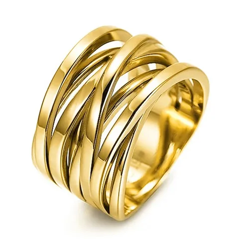Anillo de Banda Multicapa Cruz Tejida Metálico Hip Hop Cobre Galvanizado Líneas Geométricas De Moda Declaración Para Hombres