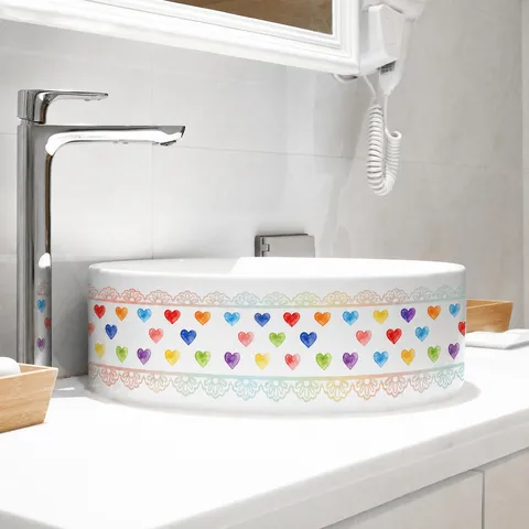 Modern PVC Floral Border Wall Sticker Waterproof Geometric Lace Trim Tile Waistline Wallpaper For Kitchen Bathroom Home Decor