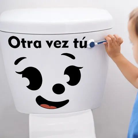 Spanisch Lustiges Smiley Gesicht Toilette Aufkleber Modern Selbstklebend Wasserdicht PVC Badezimmer Deko Wandtattoo Wohnkultur