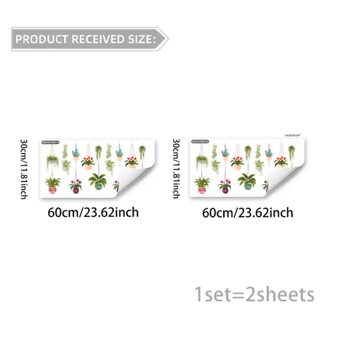 Pegatinas de Ventana Electrostáticas Modernas de PVC Cestas de Plantas Colgantes Verdes Calcomanías de Puerta de Vidrio de Doble Cara Decoración del Hogar