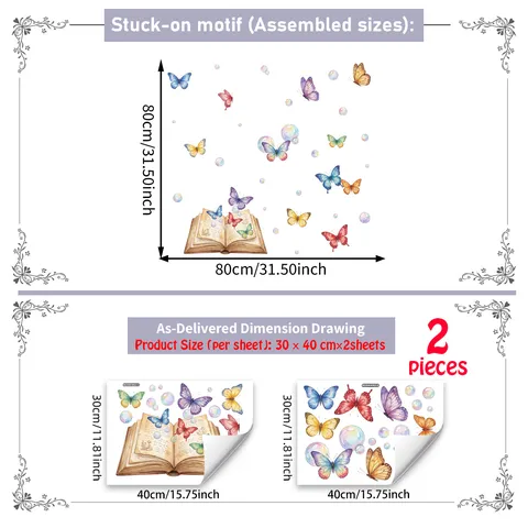 Pegatinas de Pared de Mariposas y Flores de Acuarela Nórdica Autoadhesivas Vinilo PVC Mural Calcomanía Para Sala Dormitorio
