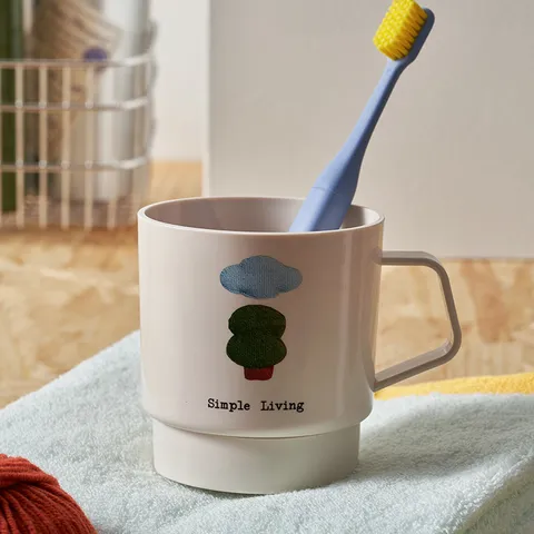Bicchiere per Collutorio in Plastica per la Casa Porta Spazzolino Simpatico Stampa Cartone Animato Bicchiere d'Acqua Minimalista per Bagno
