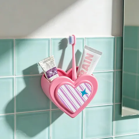 Mignonne Boîte de Rangement Murale en Plastique Étoile Fleur Cœur Magnétique Sans Perçage pour Cuisine Salle de Bains