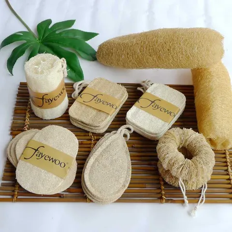 Esponja de Lufa Natural para Lavar Platos Almohadilla de Limpieza de Cocina Paño Ecológico de Fibra Vegetal Con Cordón
